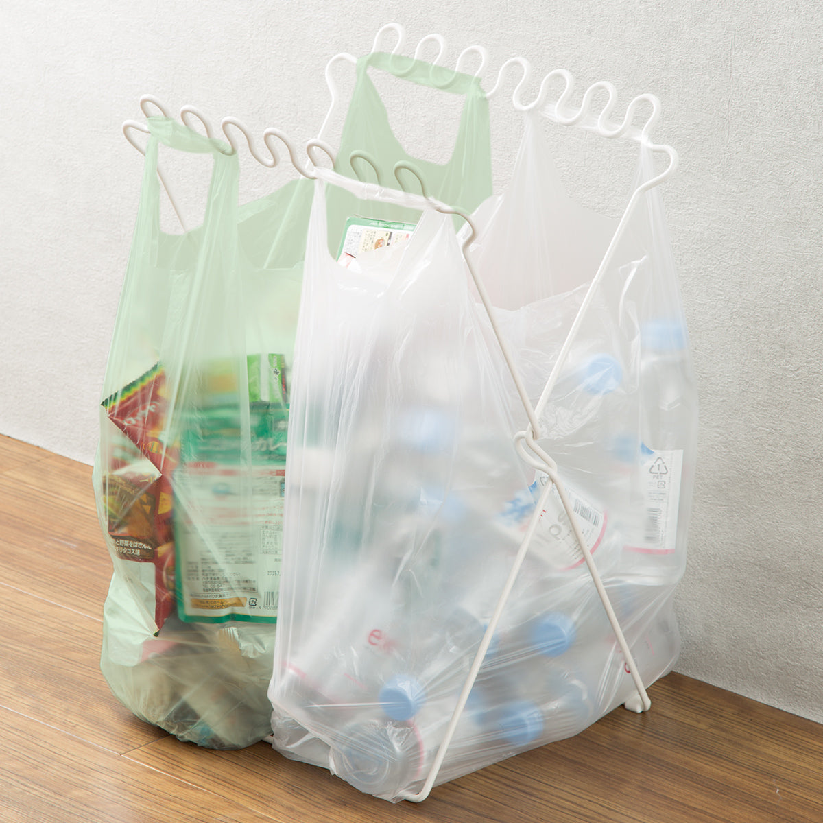 【家居】可摺疊分類垃圾袋支架 P麥麩 白色