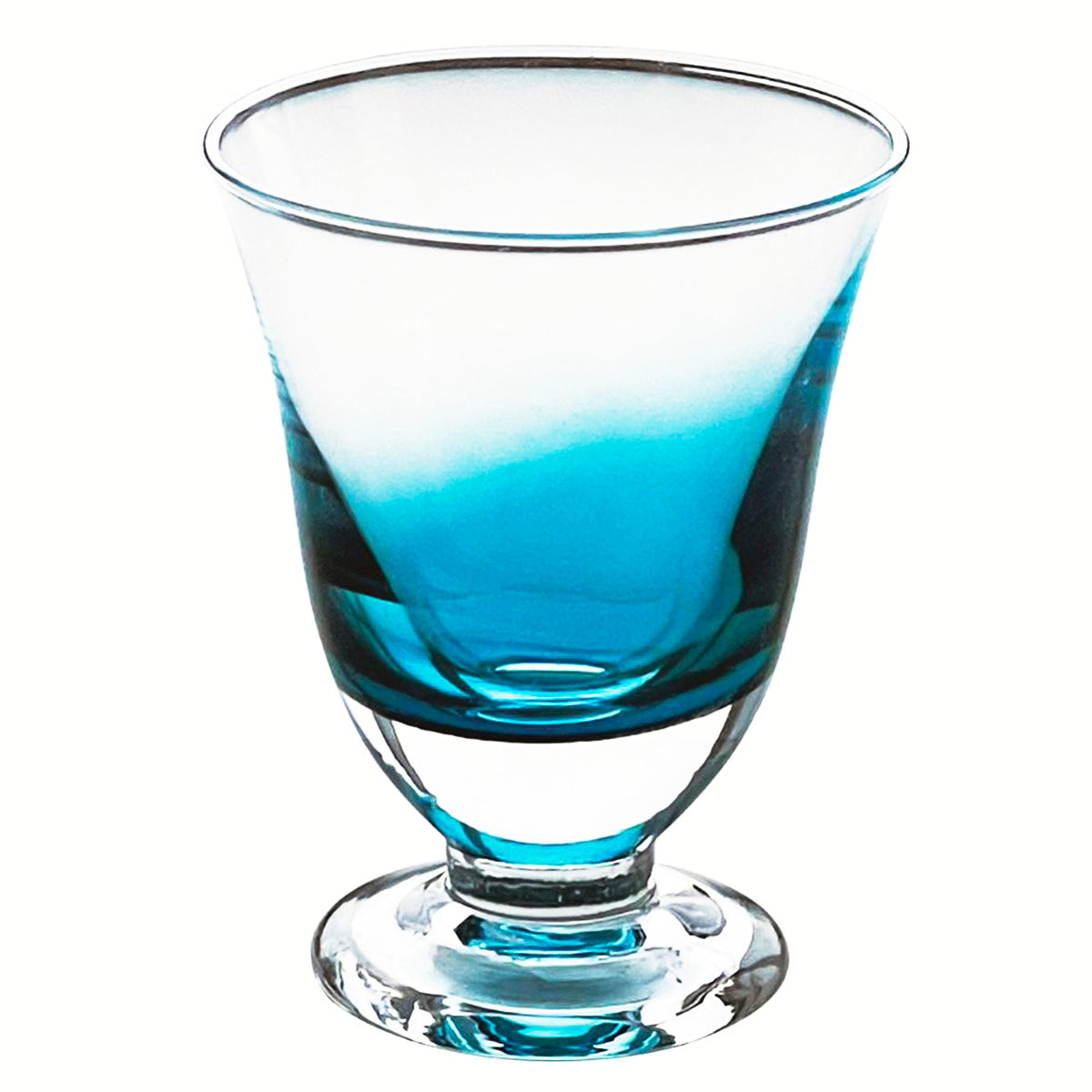 【家居】手工玻璃高腳酒杯 70ml 冰藍